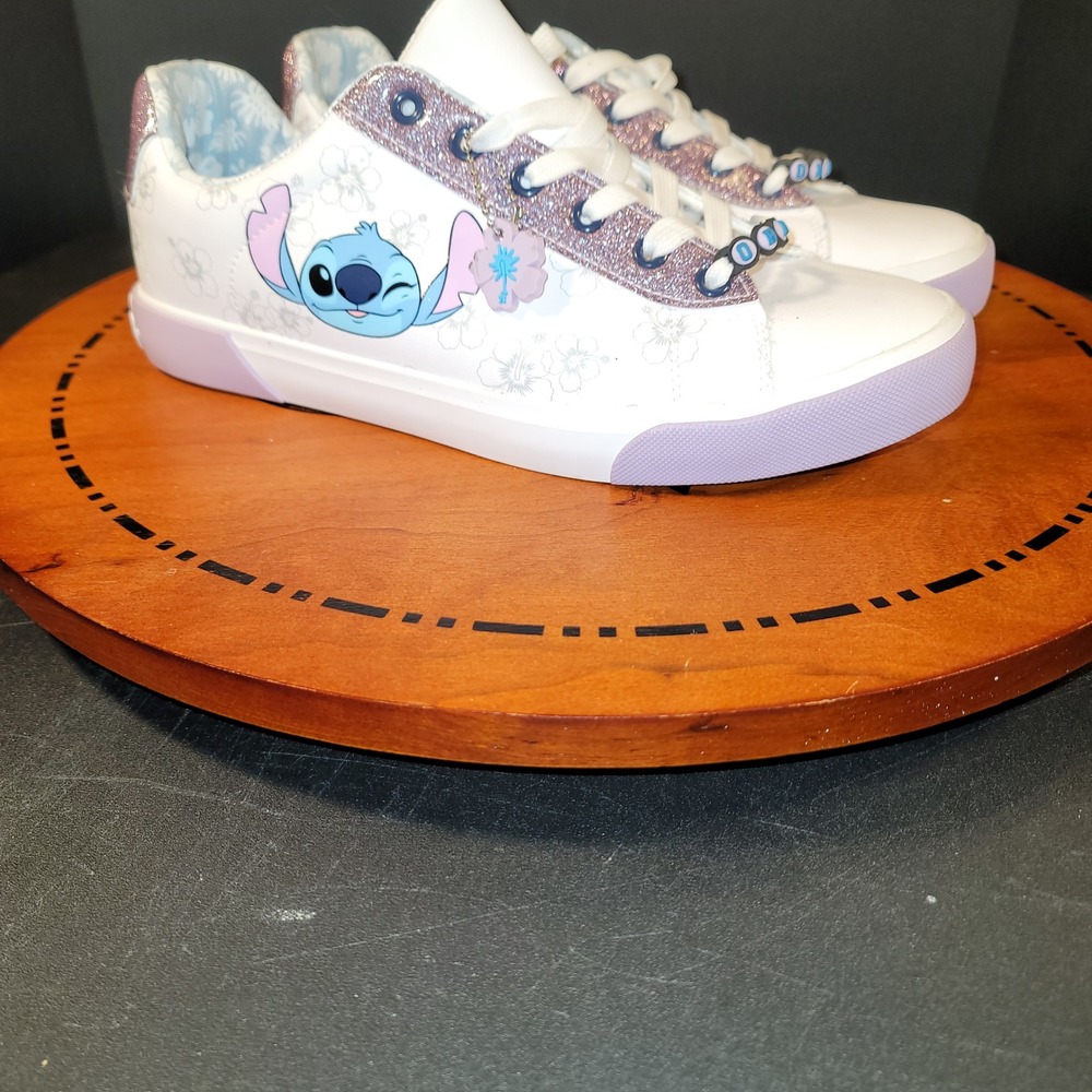 Disney Ground Up Lilo & Stitch Womens White Purple Glitter Ohana Sneakers Sz 11 - Picture 2 of 8